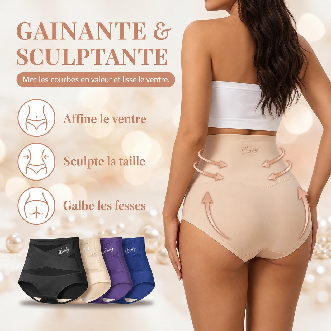 Culotte gainante taille haute – Maintien ventre plat