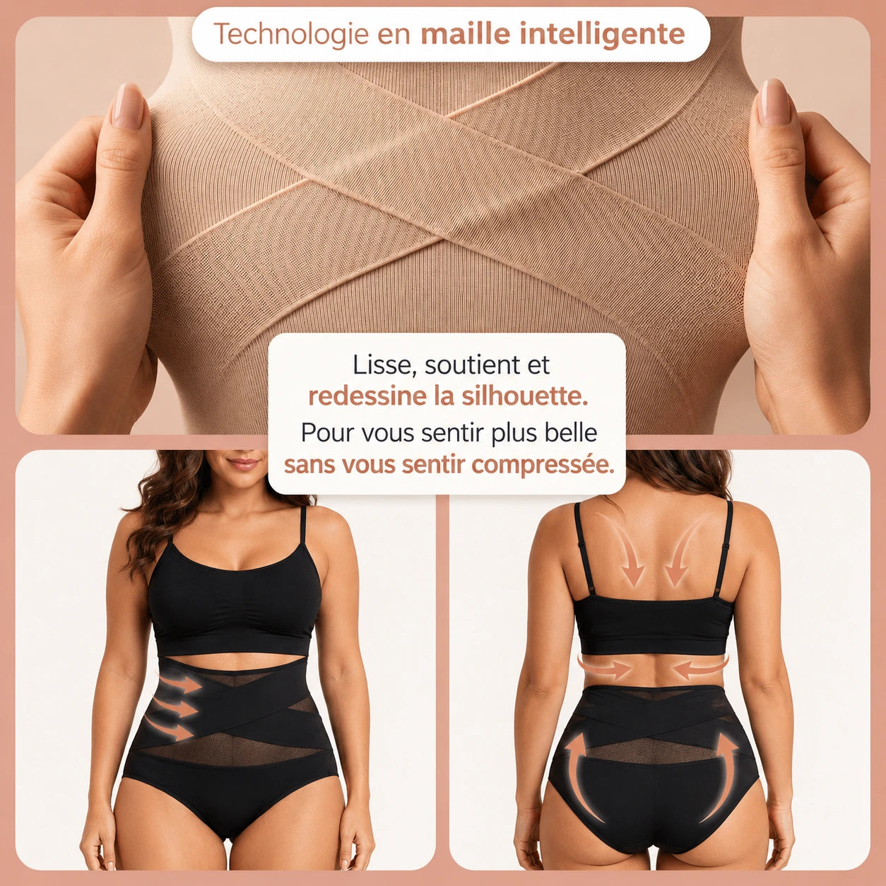 Culotte gainante taille haute – Maintien ventre plat